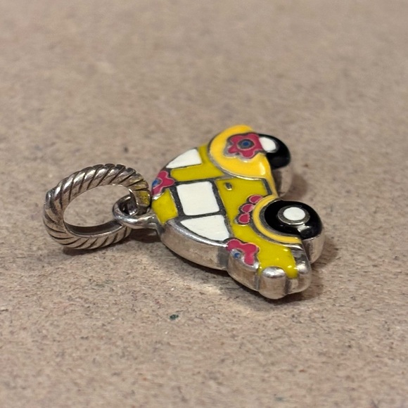🆕Listing! Brighton retro car charm Enameled in yellow & green w flowers Retired - Picture 4 of 6